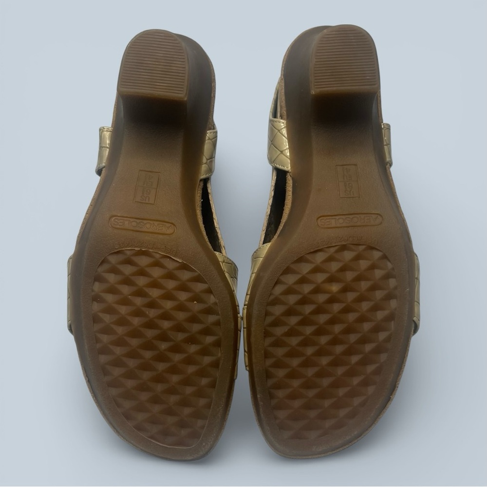 Aerosoles‎ Women's Sandals Brasserie Faux Croc Embossed Slingback Tan Sz 6.5 - Picture 11 of 13